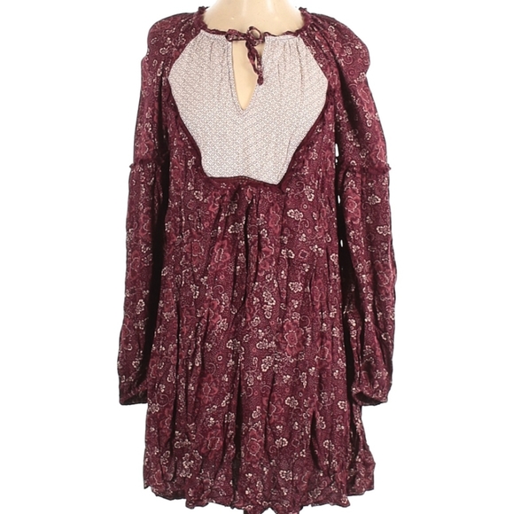 Hinge Red Mixed Floral Print Peasant Dress NWT - Picture 8 of 8